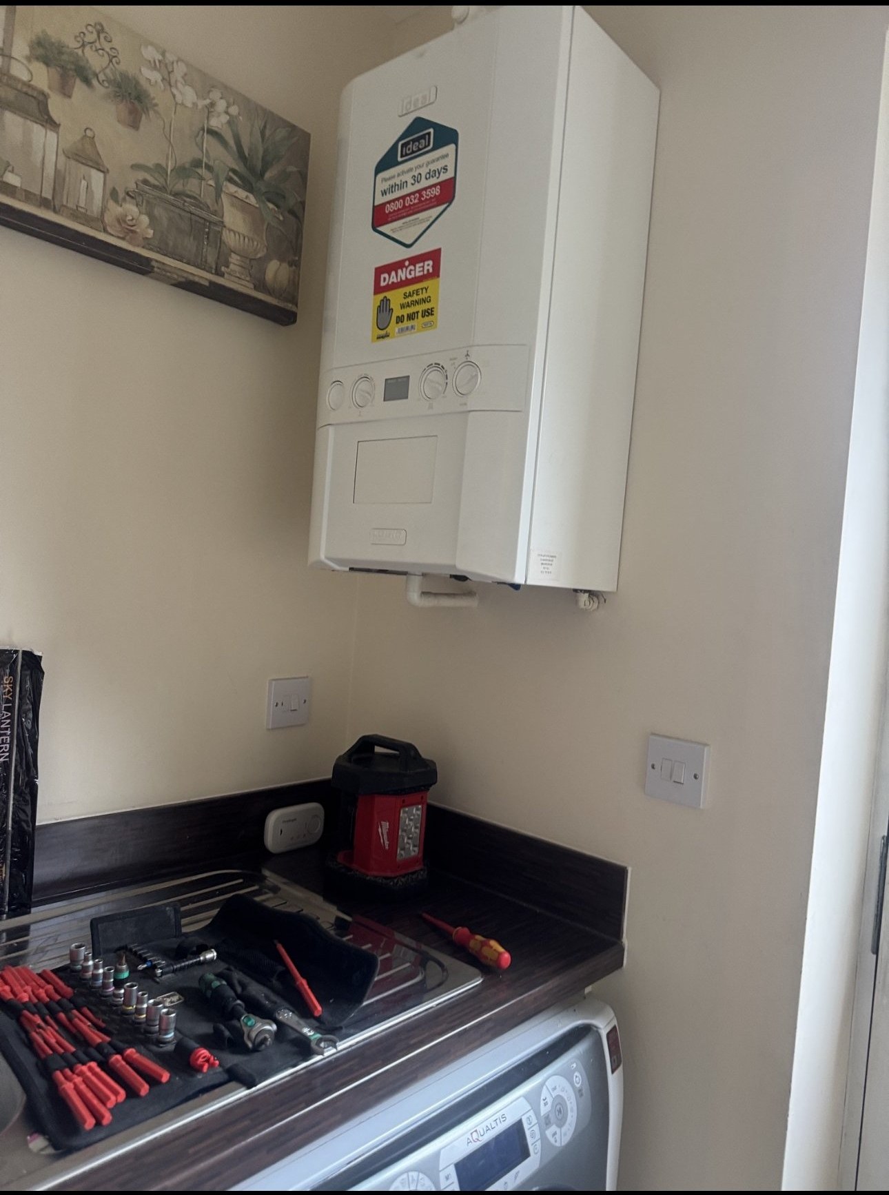 Completed boiler installation with cover refitted