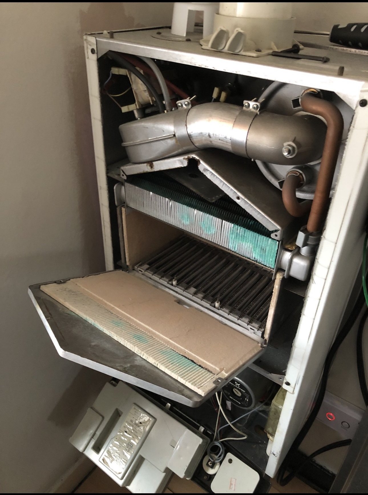 Boiler being cleaned during annual service